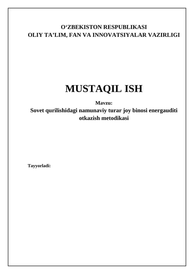 Sovet qurilishidagi namunaviy turar-joy binosi energauditi otkazish metodikasi 1