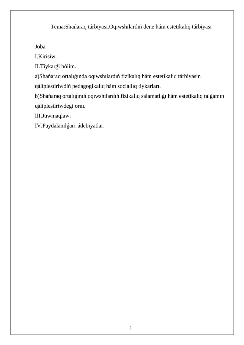 Shańaraq tárbiyası 1