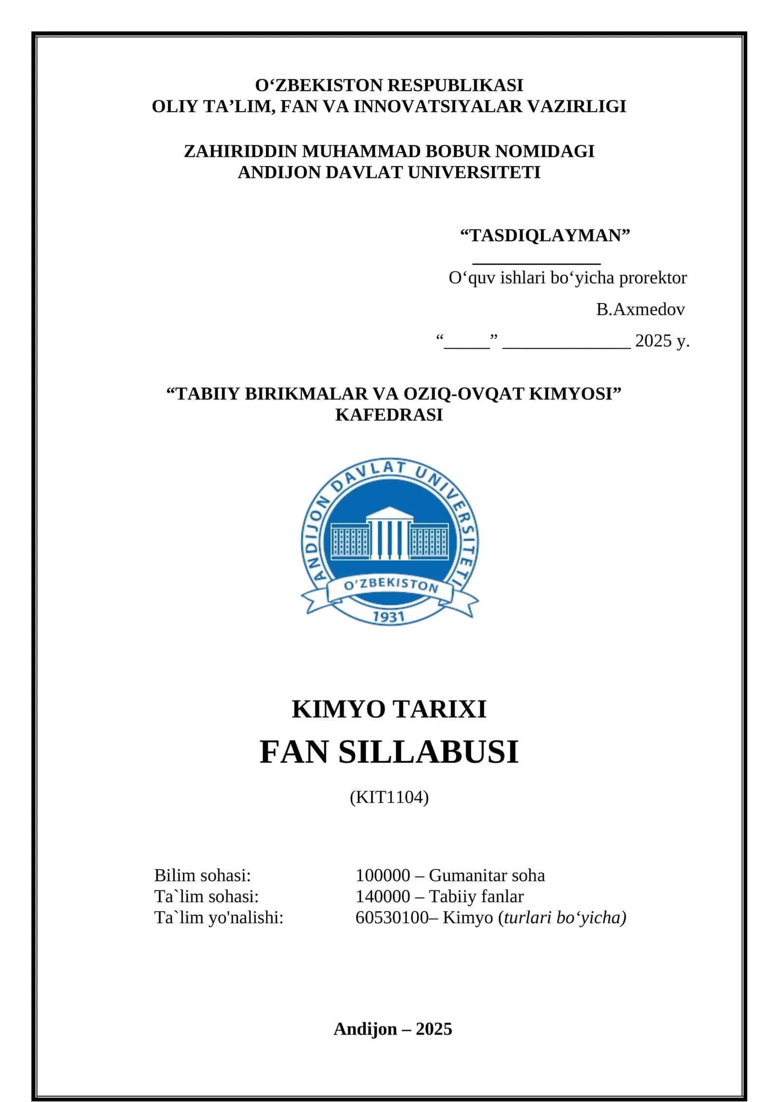 КИМЁ ТАРИХИ 1