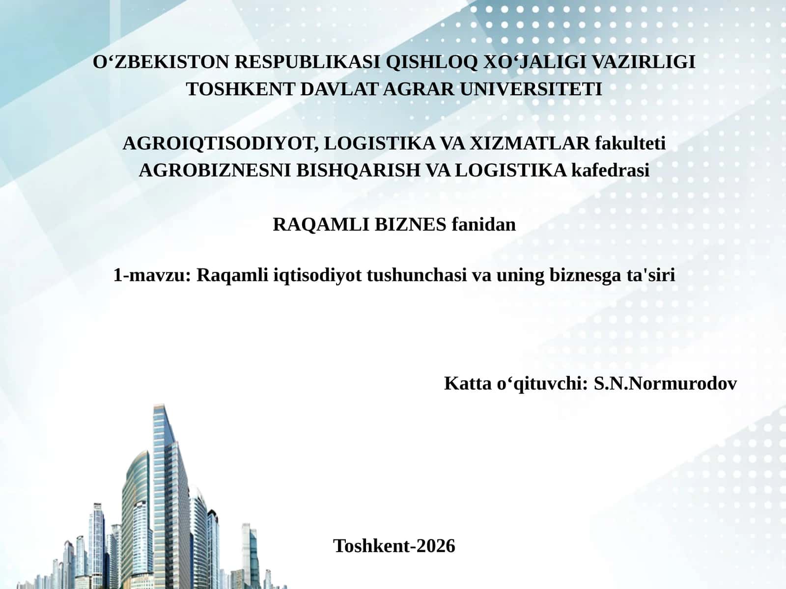 Raqamli iqtisodiyot tushunchasi va uning biznes gatnosi 1