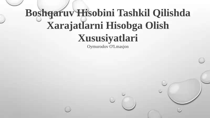 Boshqaruv Hisobini Tashkil Qilishda Xarajatlarni Hisobga Olish Xususiyatlari 1