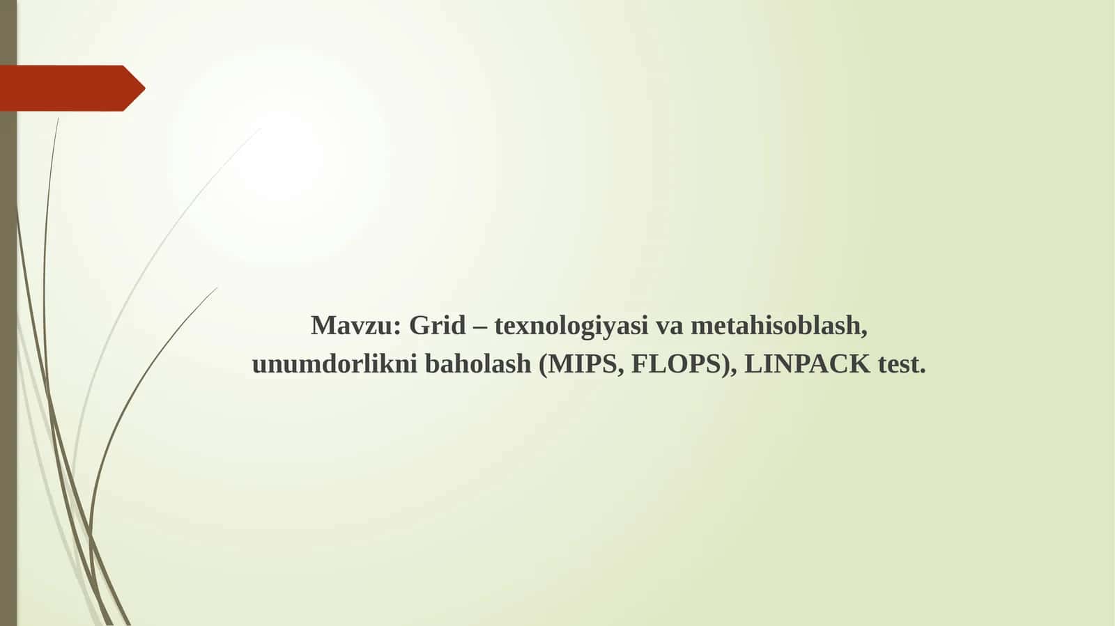 Grid – texnologiyasi va metahisoblash, unumdorlikni baholash (MIPS, FLOPS), LINPACK test 1