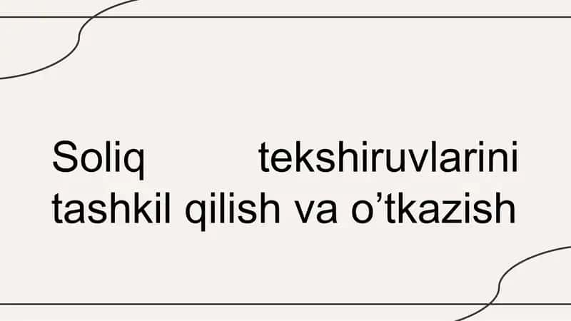 Soliq tekshiruvlarini tashkil qilish va o’tkazish 1