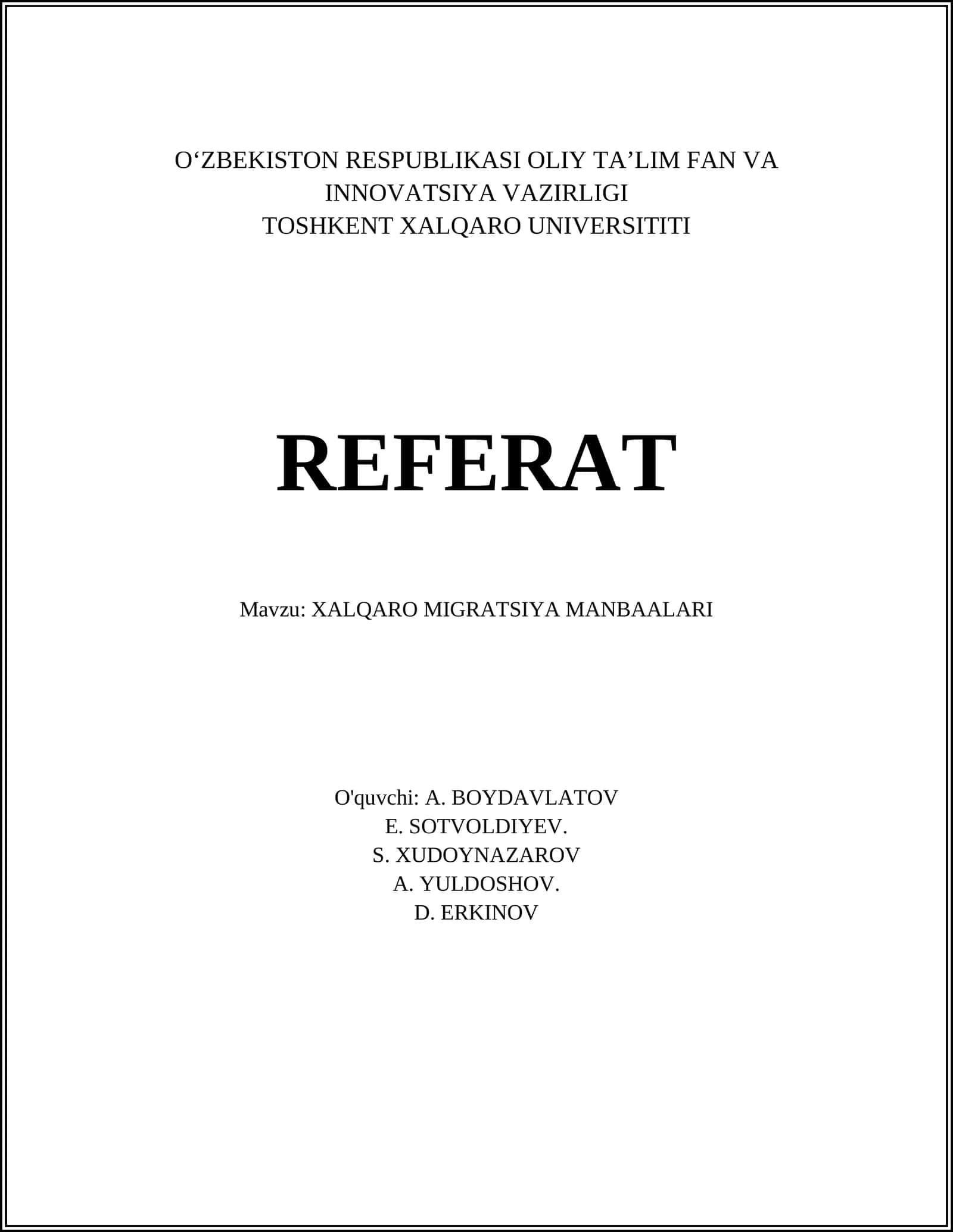 BMT Xalqaro Migratsiya Tashkiloti (IOM) manbaalari 1