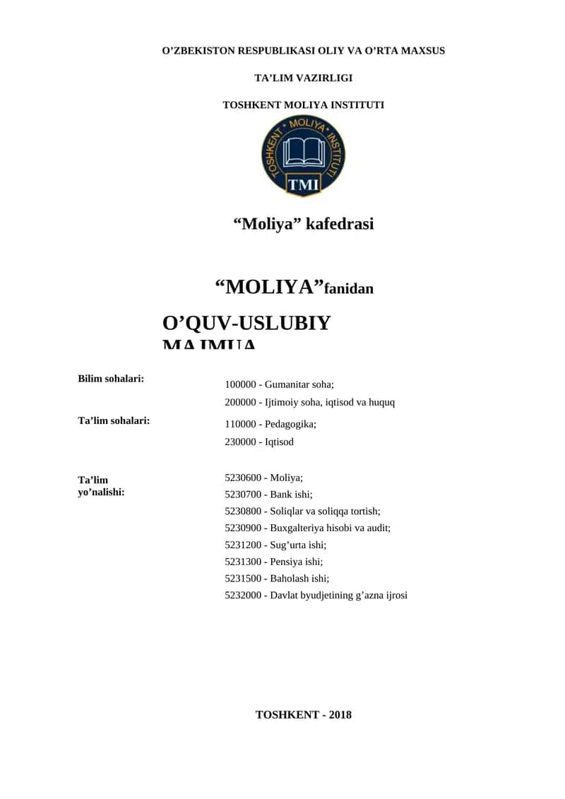 O'QUV-USLUBIY MAJMUA 1