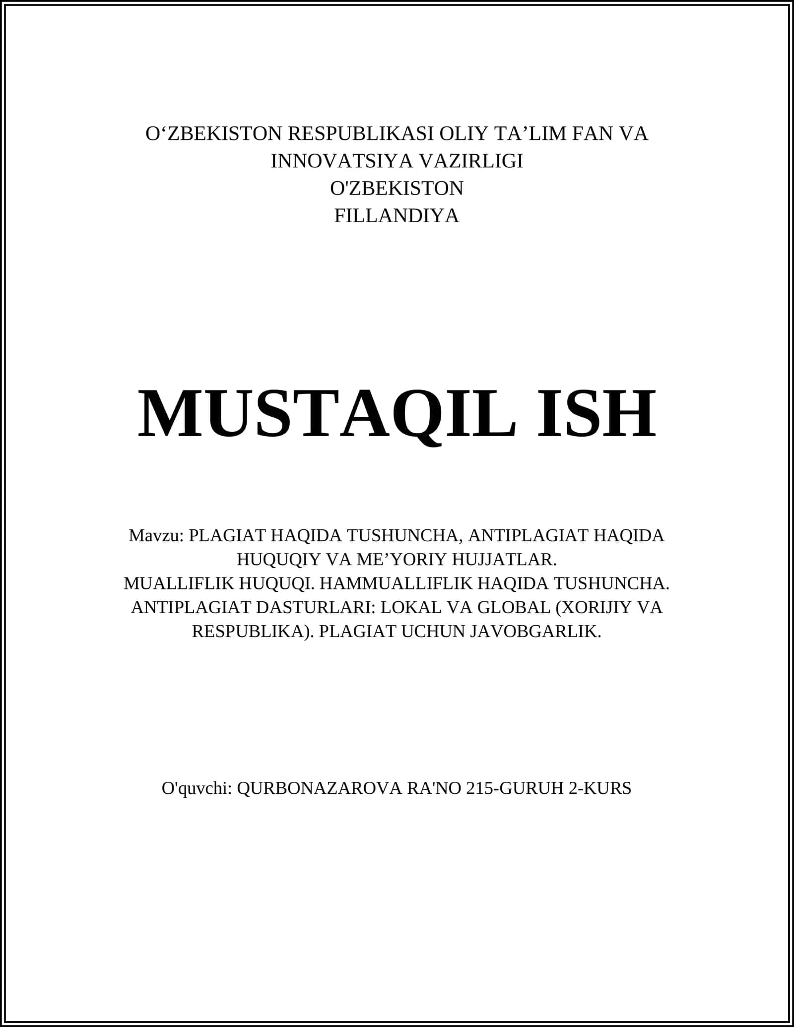 PLAGIAT HAQIDA TUSHUNCHA VA ANTIPLAGIAT DASTURLARI 1