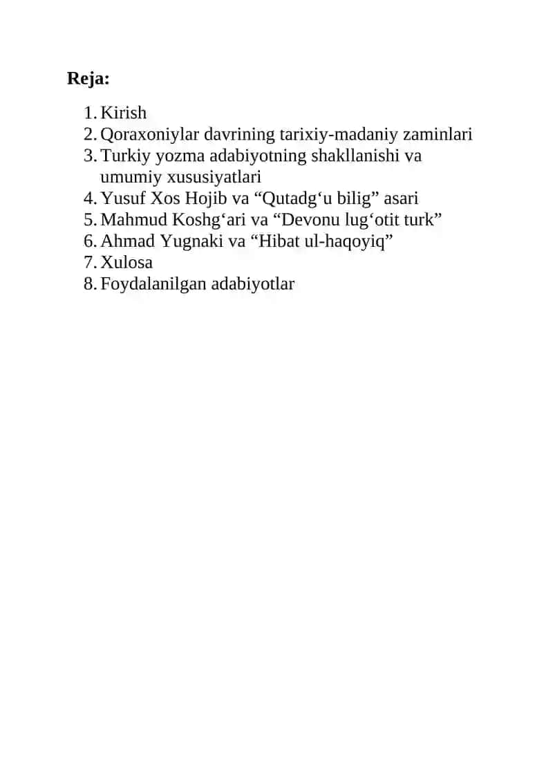 Qoraxoniylar davrida turkiy yozma adabiyotning rivoji.