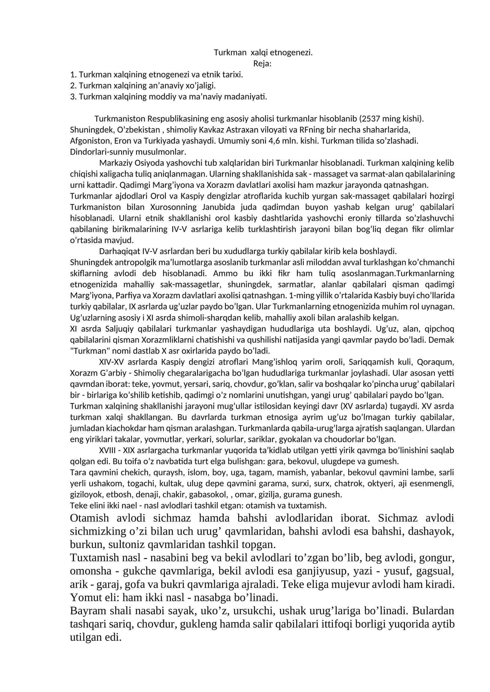Turkman xalqi etnogenezi 1