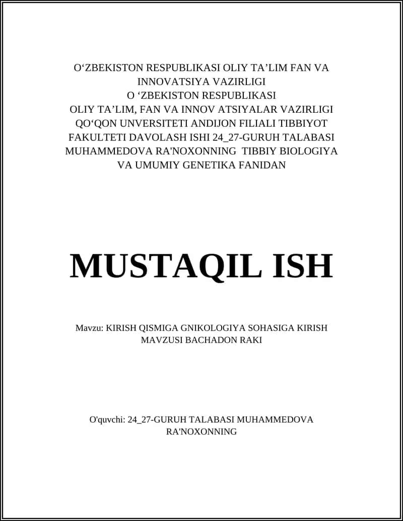 Bachadon anatomiyasi va funksiyasi 1