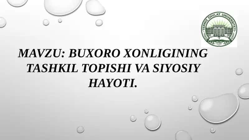 BUXORO XONLIGINING TASHKIL TOPISHI VA SIYOSIY HAYOTI 1