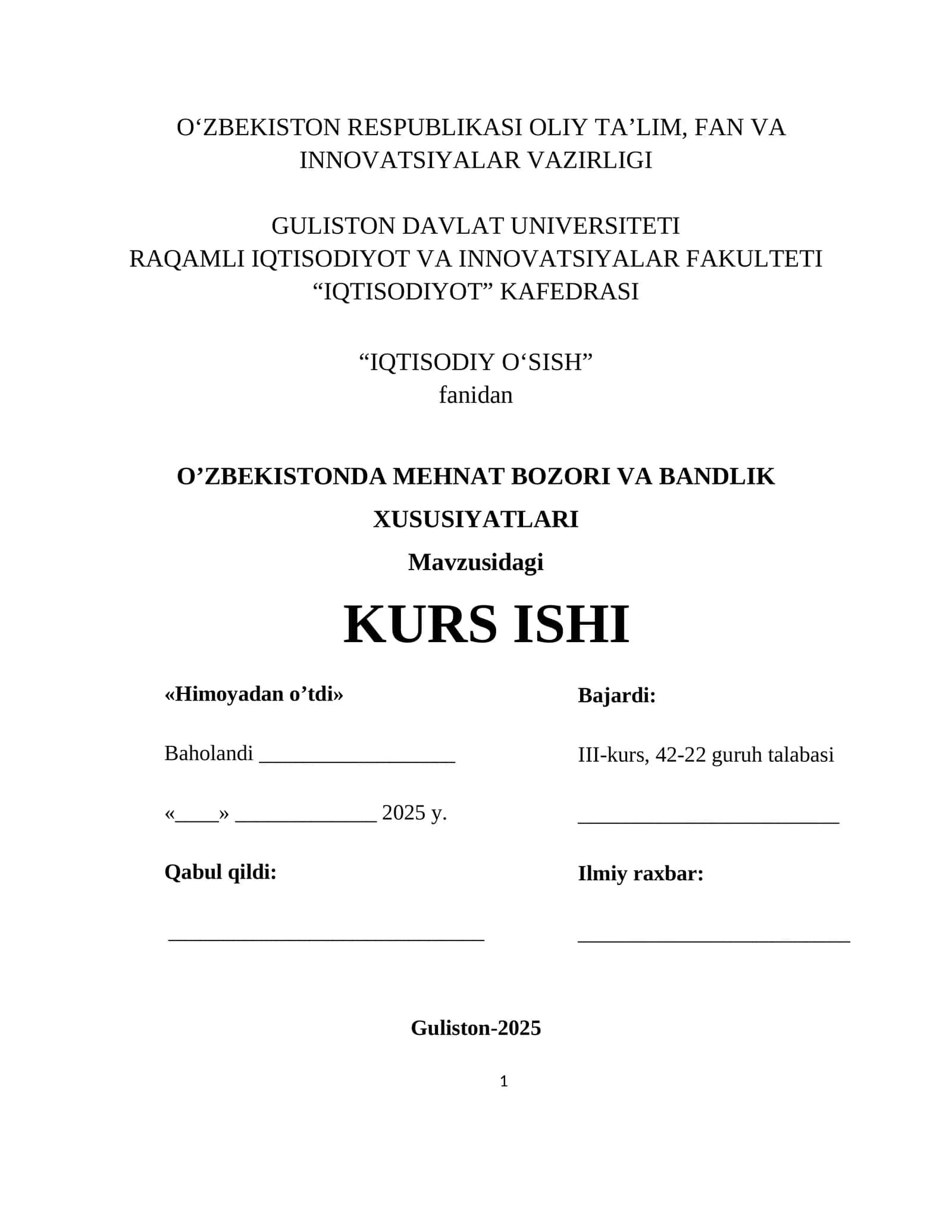 IQTISODIYOT O'SISH 1