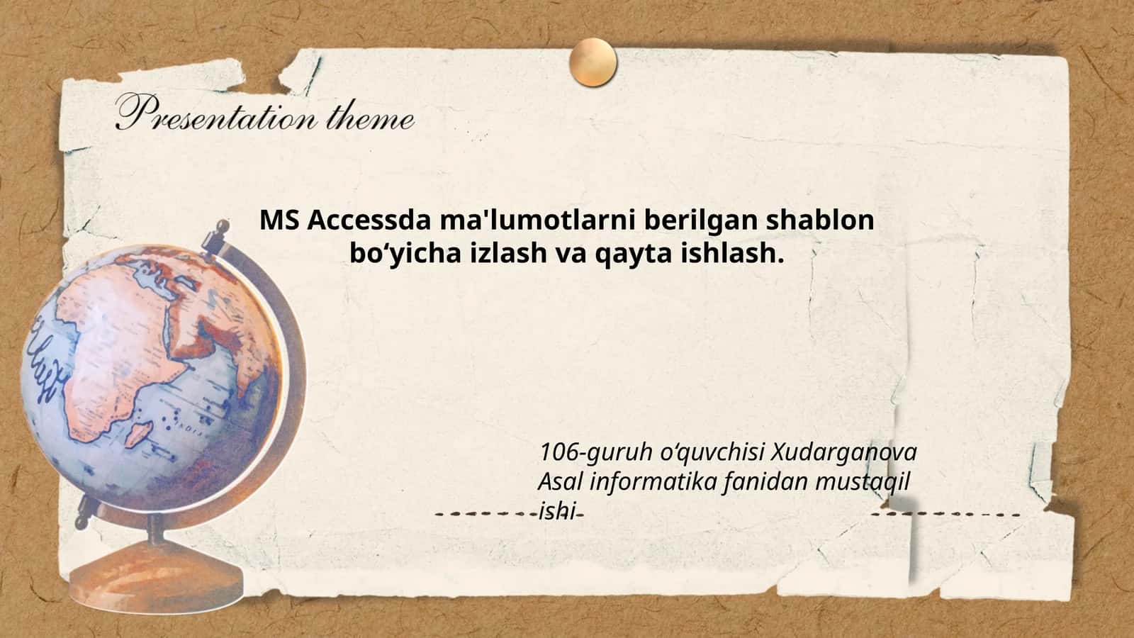 MS Accessda ma'lumotlarni berilgan shablon boʻyicha izlash va qayta ishlash 1