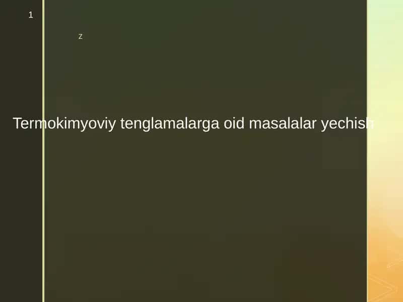 Termokimyoviy tenglamalarga oid masalalar 1