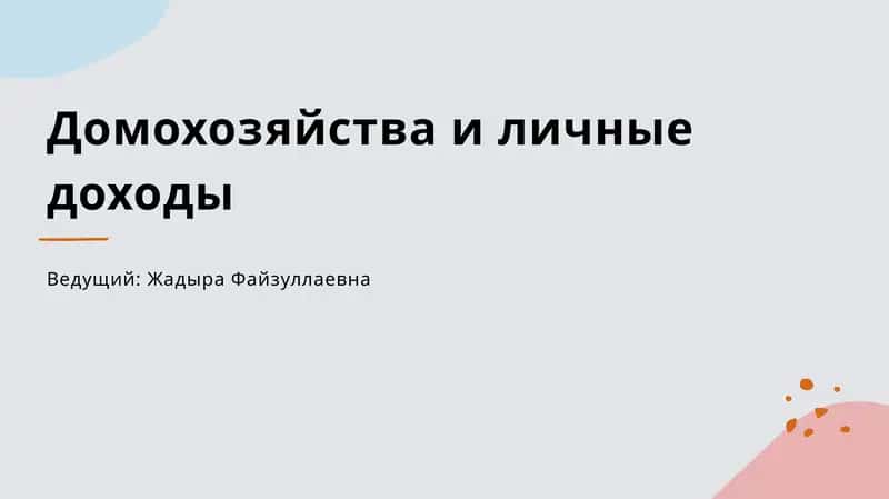 Домохозяйства и личные доходы 1