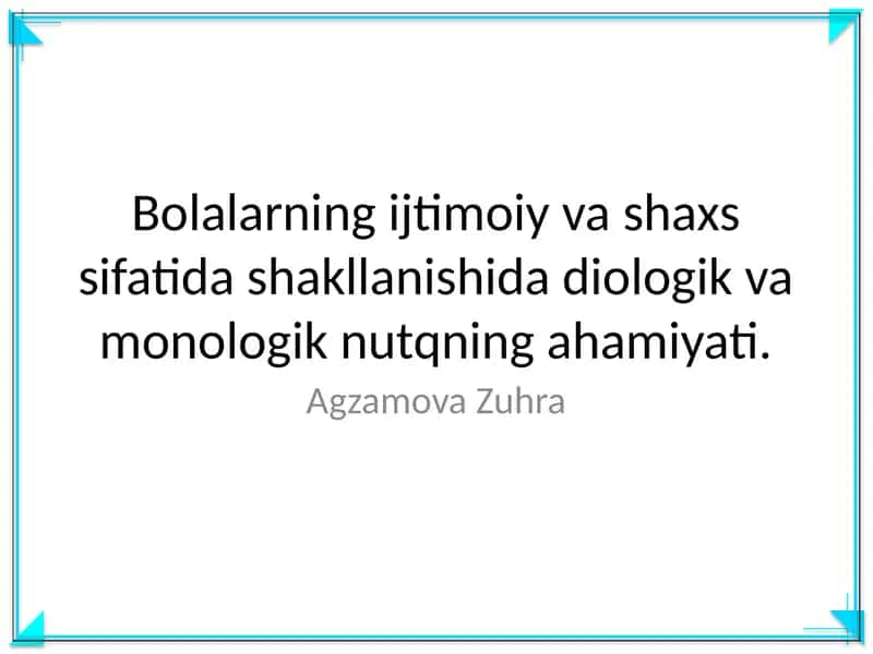 Ijtimoiy va shaxs sifatida shakllanish 1