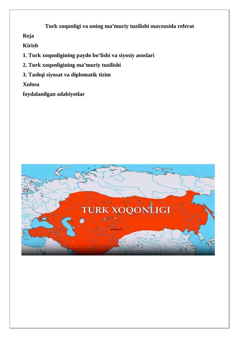 Turk xoqonligi va uning ma’muriy tuzilishi mavzusida referat 1