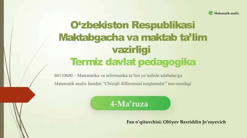 Chiziqli Differensial Tenglamalar 1