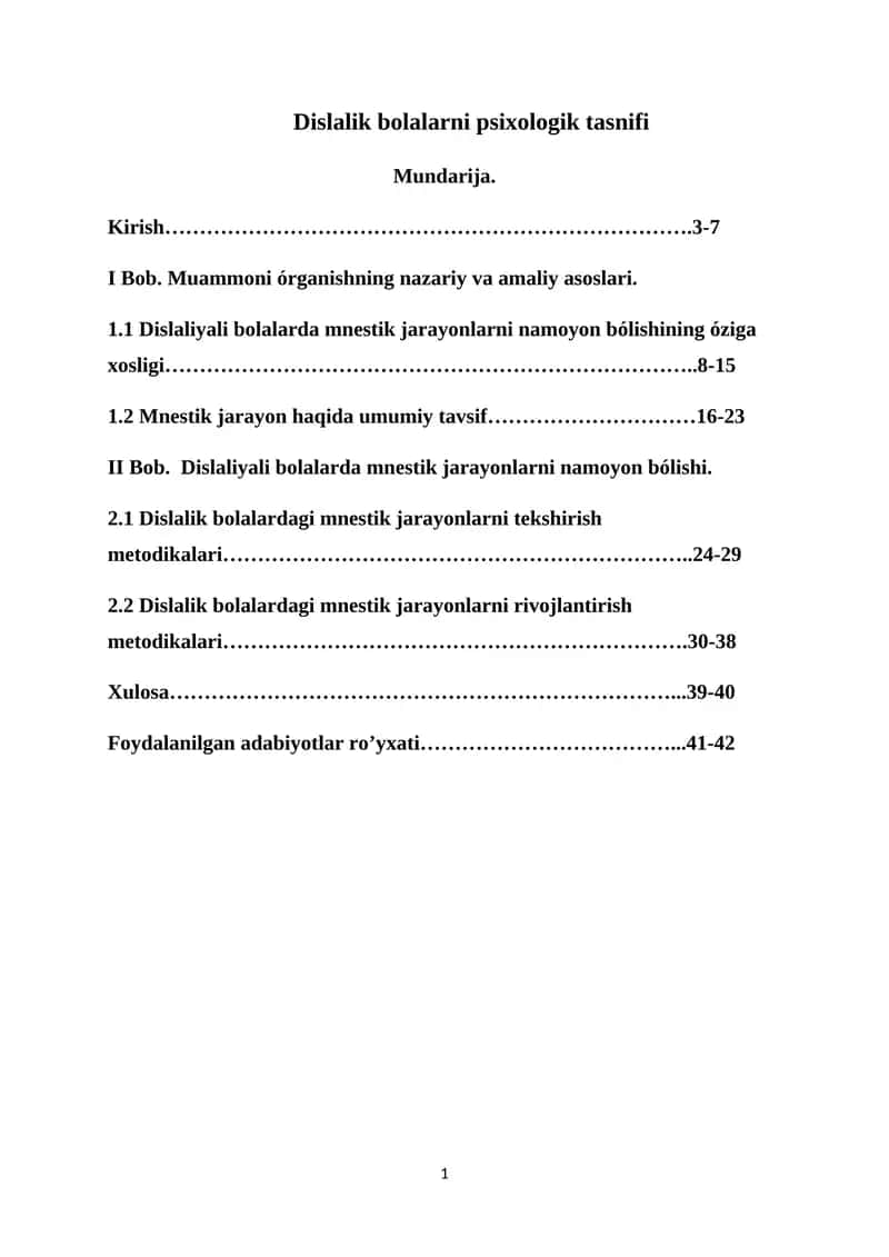 Dislalik bolalarni psixologik tasnifi 1