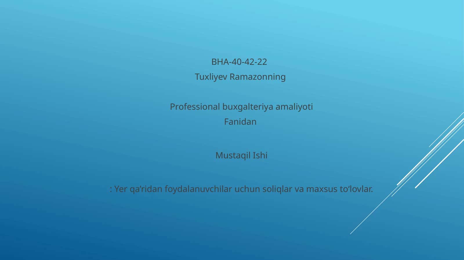 Yer qa’ridan foydalanuvchilar uchun soliqlar va maxsus to‘lovlar 1