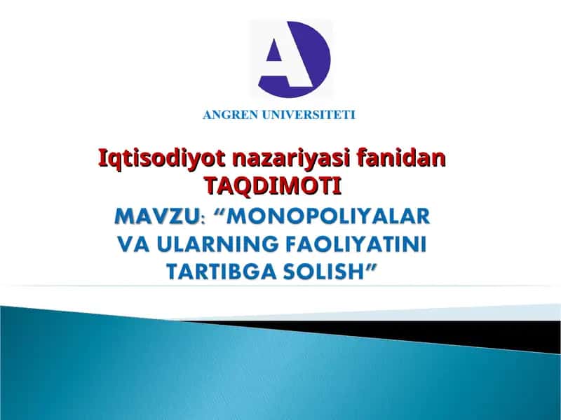 Iqtisodiyot nazariyasi fanidan TAQDIMOTI 1