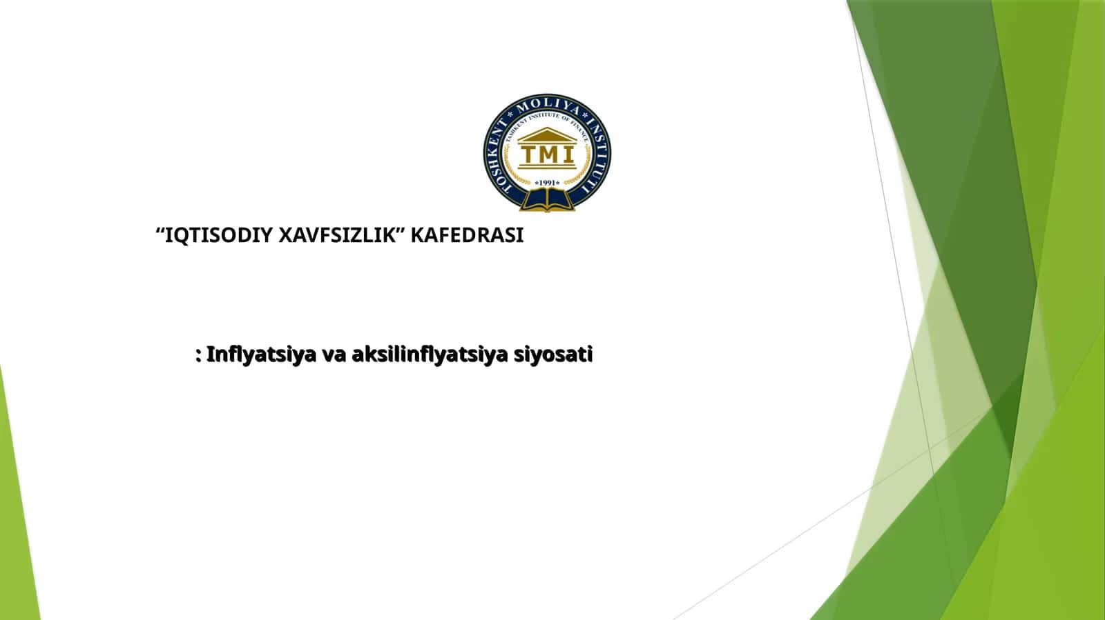 Inflyatsiya va aksilinflyatsiya siyosati 1