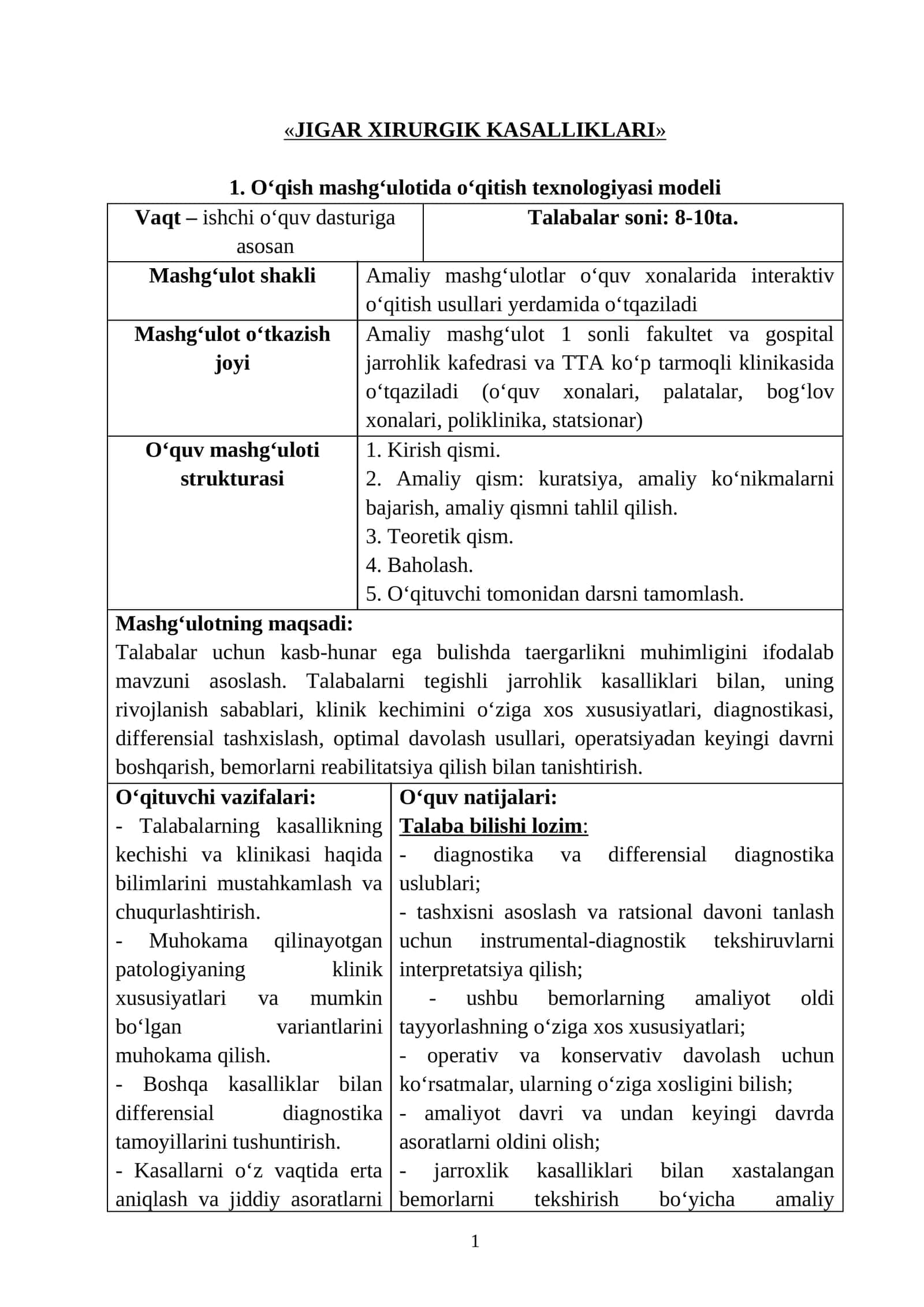 Jigar xirurgik kasalliklari 1