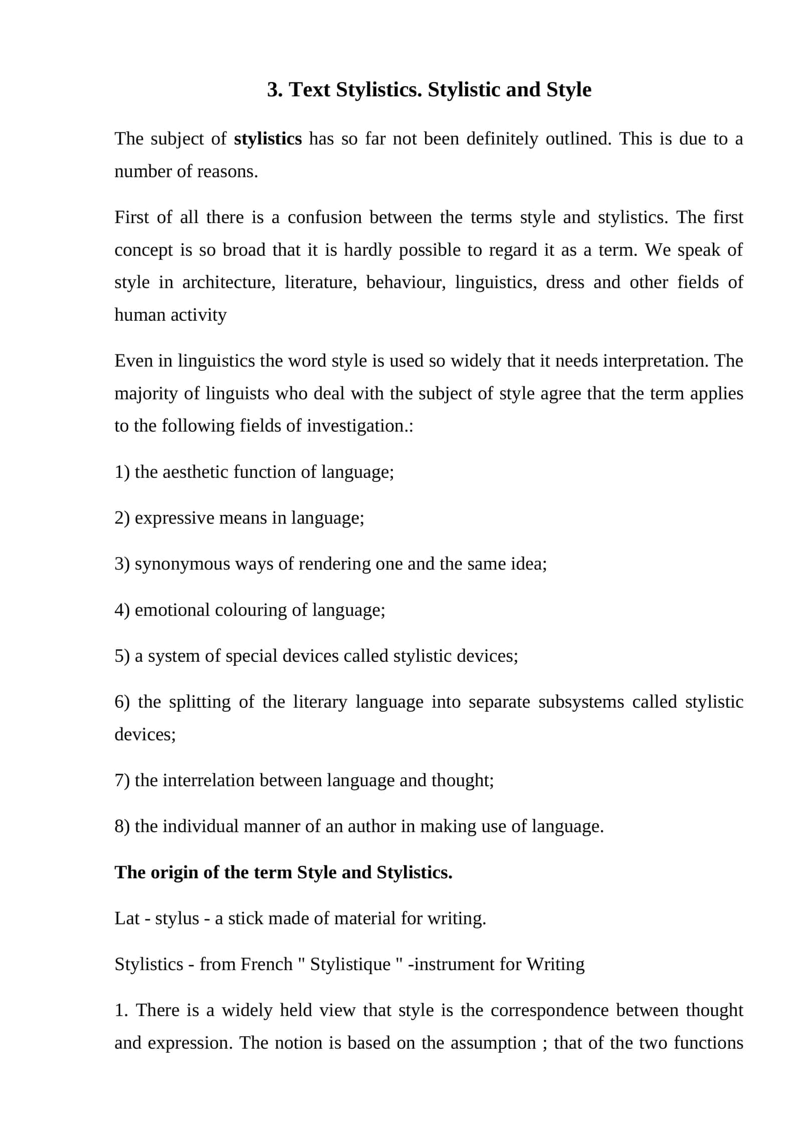 Text Stylistics. Stylistic and Style 1