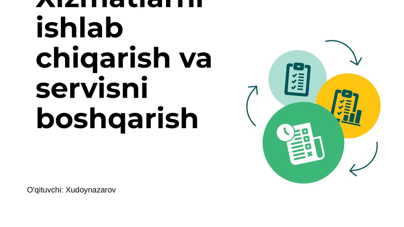 Xizmatlarni ishlab chiqarish va servisni boshqarish 1