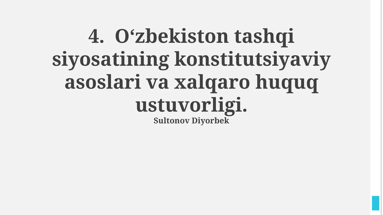 O‘zbekiston tashqi siyosatining konstitutsiyaviy asoslari va xalqaro huquq ustuvorligi 1