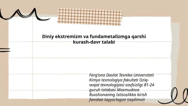 Diniy ekstremizm va fundametalizmga qarshi kurash-davr talabi 1