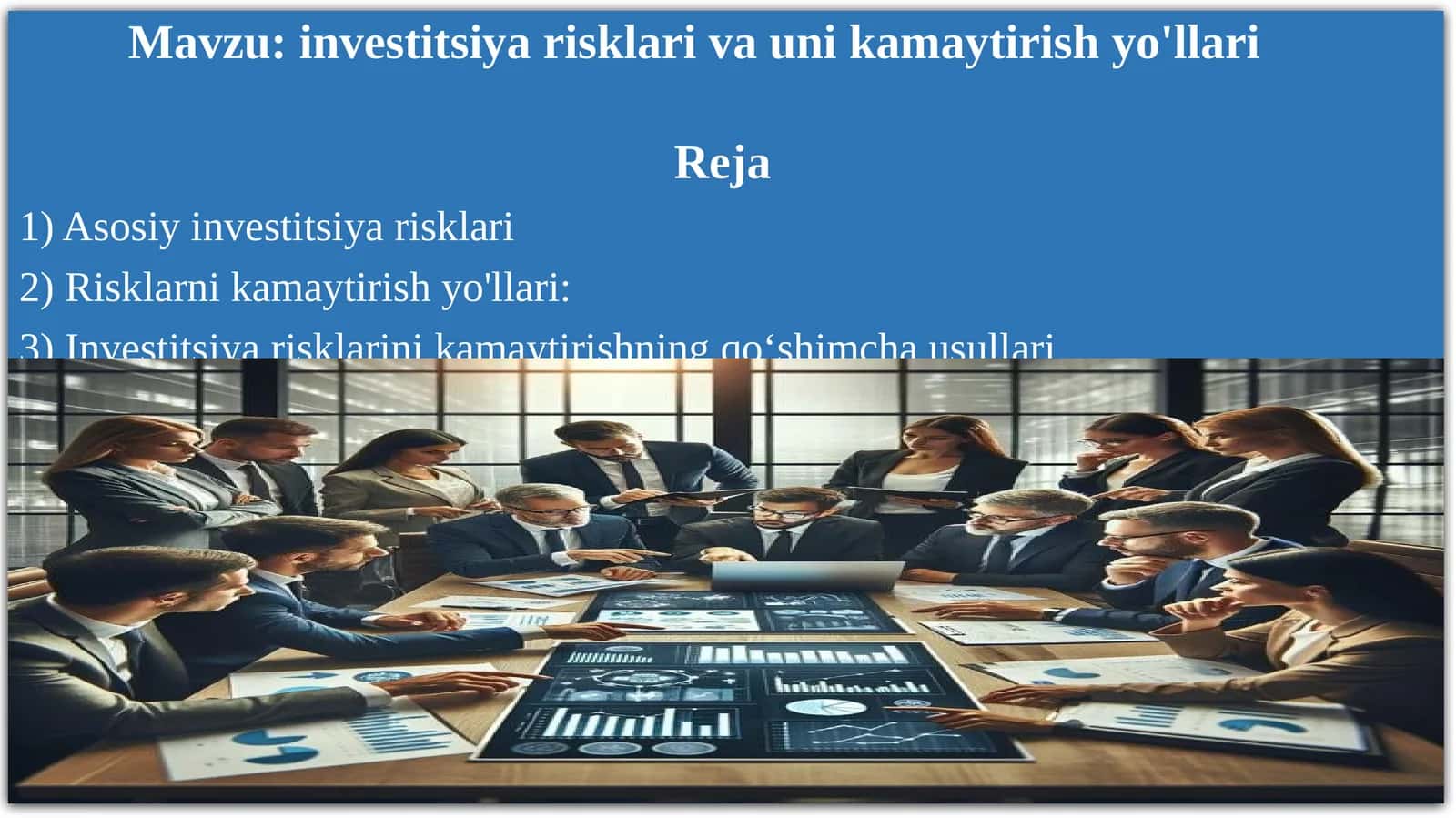 investitsiya risklari va uni kamaytirish yo'llari 1