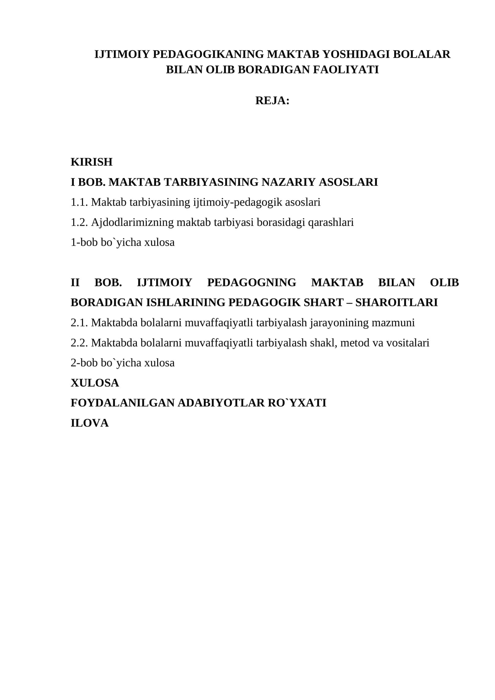 IJTIMOIY PEDAGOGIKANING MAKTAB YOSHIDAGI BOLALAR BILAN OLIB BORADIGAN FAOLIYATI 1