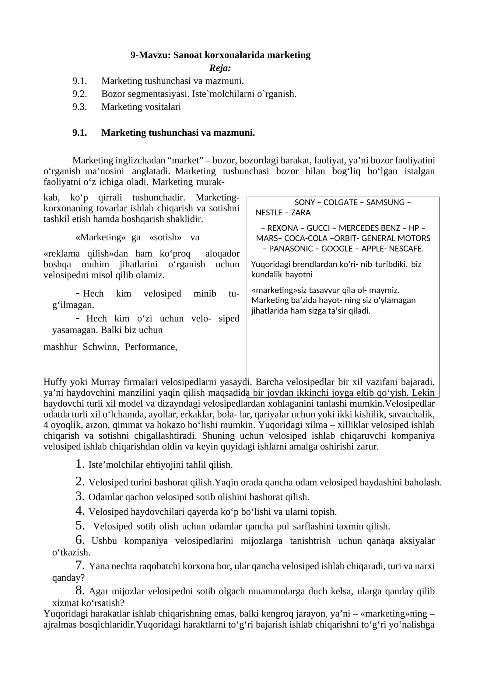 Sanoat korxonalarida marketing 1