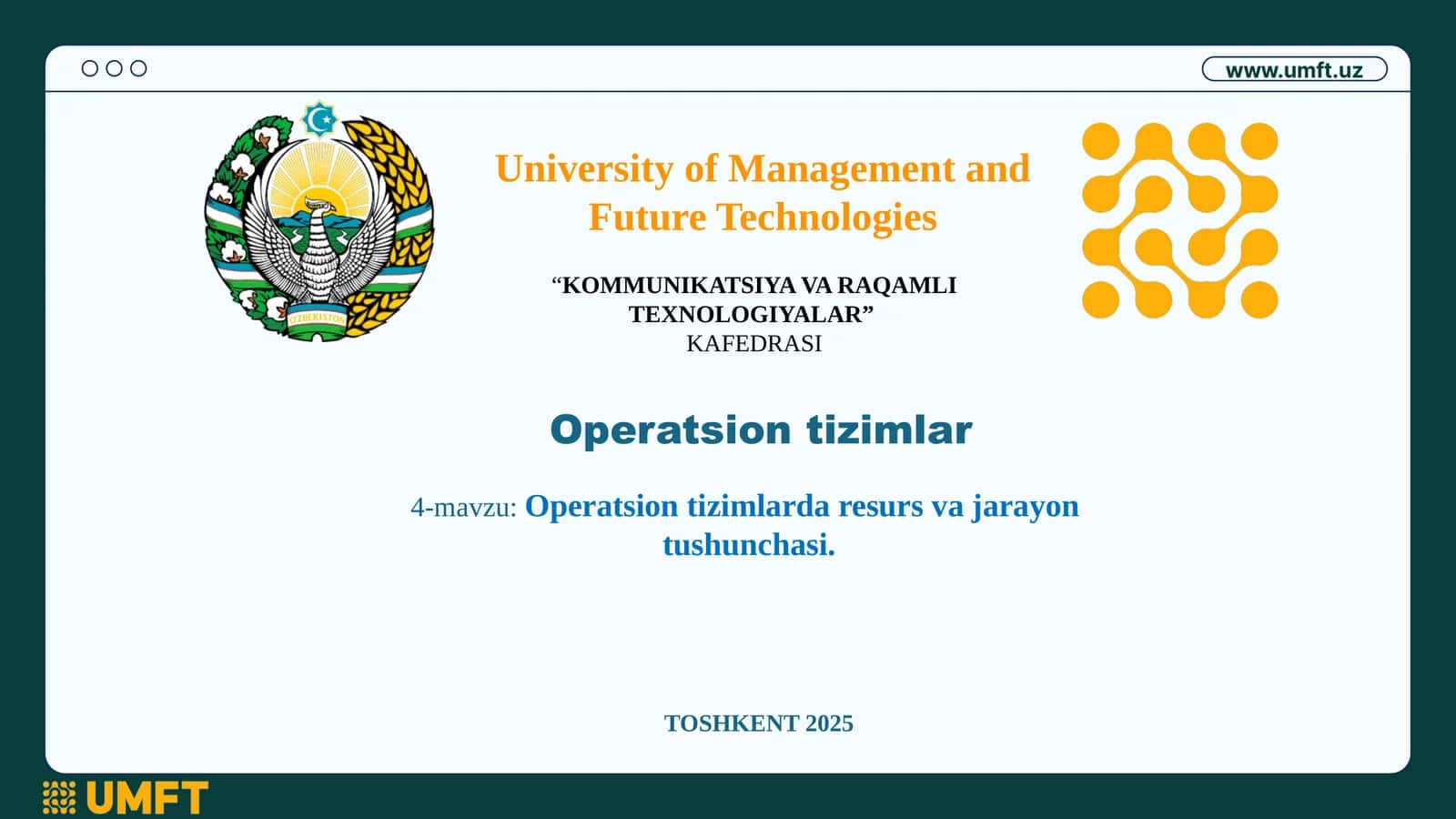 Operatsion tizimlarda resurs va jarayon tushunchasi 1