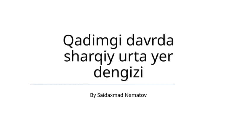 Qadimgi Sharqiy O'rta yer dengizi madaniyatlari 1