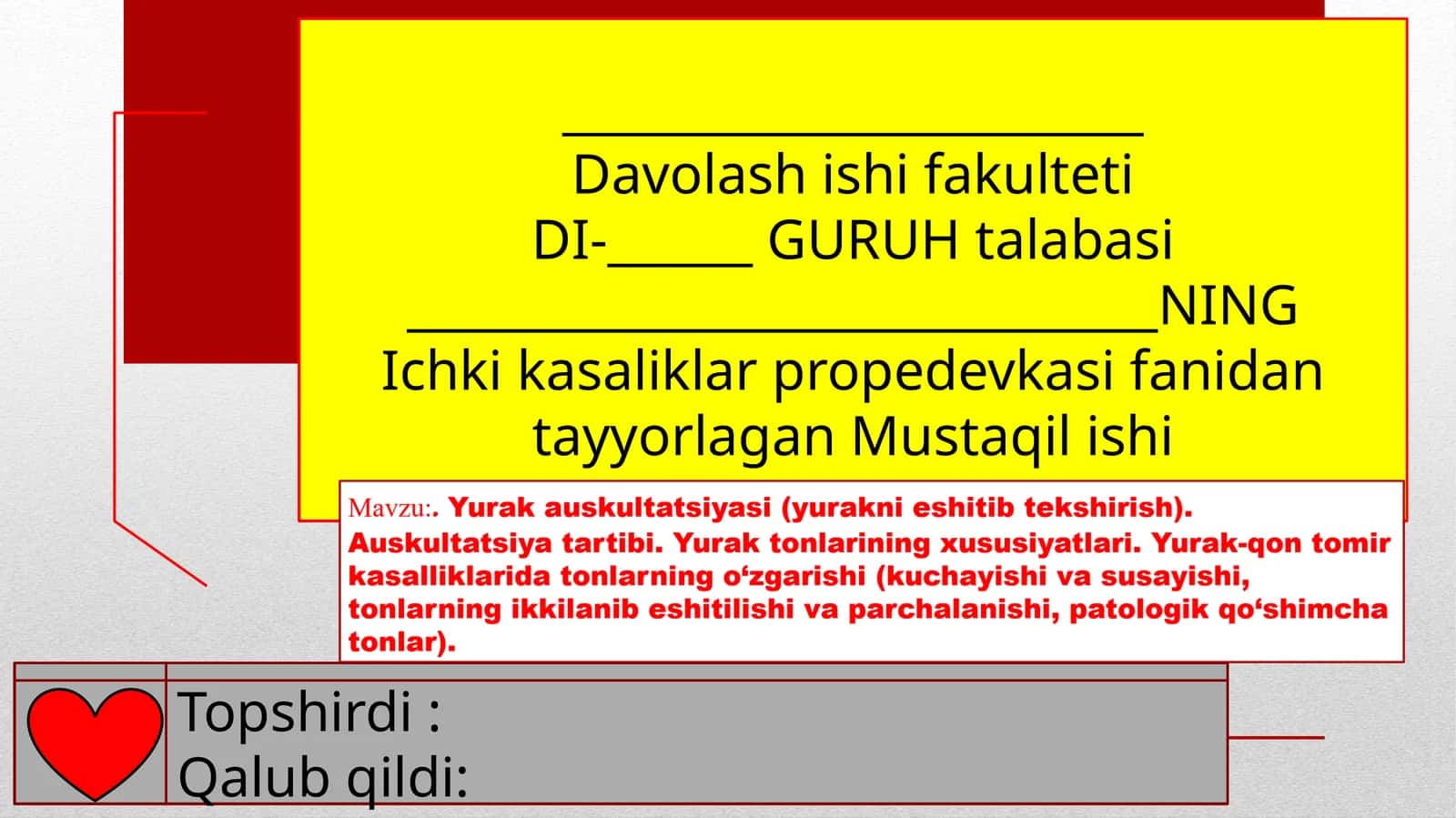 Yurak auskultatsiyasi 1