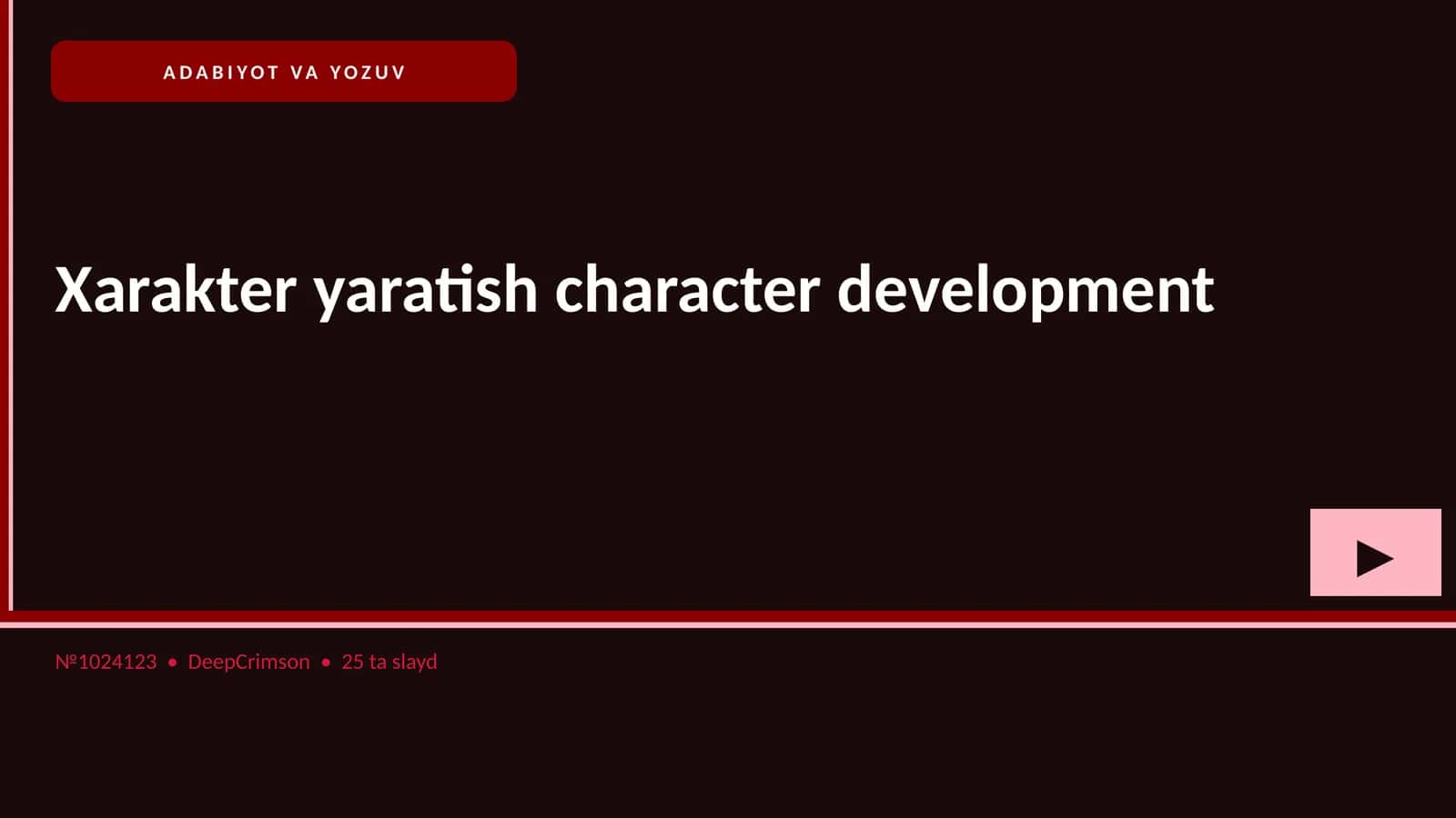 Xarakter yaratish character development 1