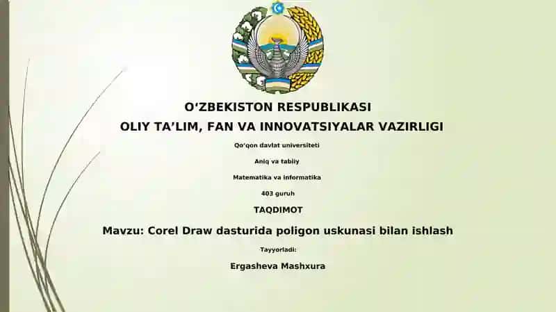 Corel Draw dasturida poligon uskunasi bilan ishlash