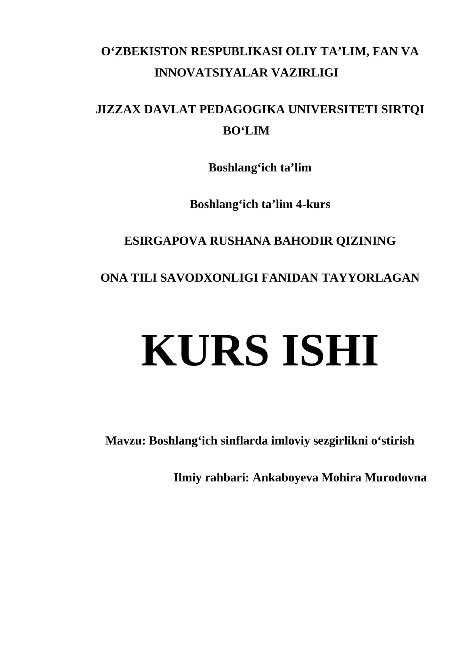 Boshlangʻich sinflarda imloviy sezgirlikni oʻstirish 1