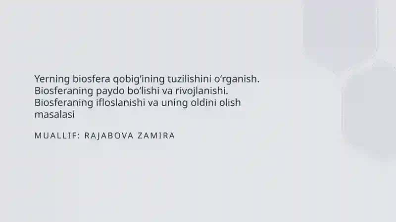 Yerning Biosfera Qobigʻining Tuzilishi