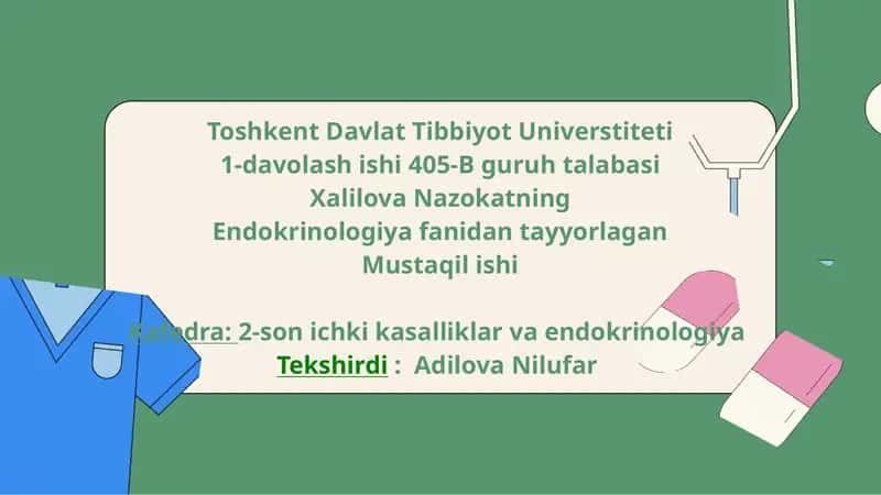 Qalqonsimon bez saratoni (Thyroid carcinoma) Endokrinologiya fanidan tayyorlagan darsi 1