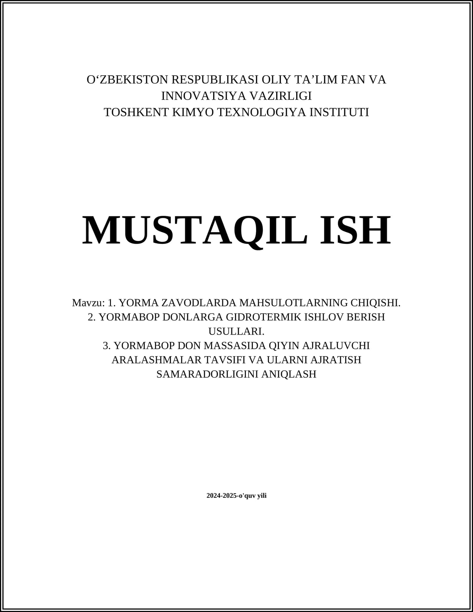 YORMA ZAVODLARDA MAHSULOTLARNING CHIQISHI 1