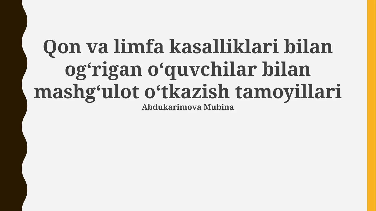 Qon va limfa kasalliklari bilan ogʻrigan oʻquvchilar bilan mashgʻulot oʻtkazish tamoyillari 1