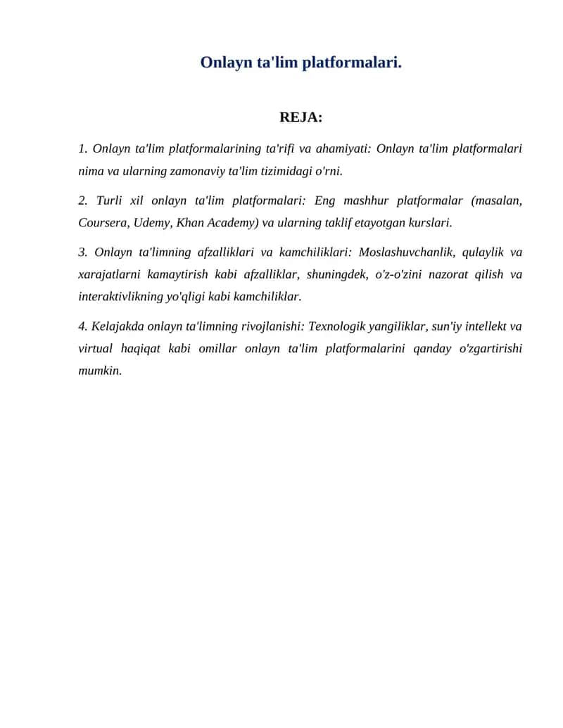 Onlayn ta'lim platformalari. 1