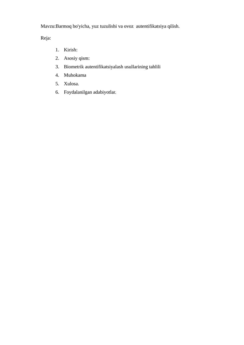 Biometrik autentifikatsiyalash usullari 1