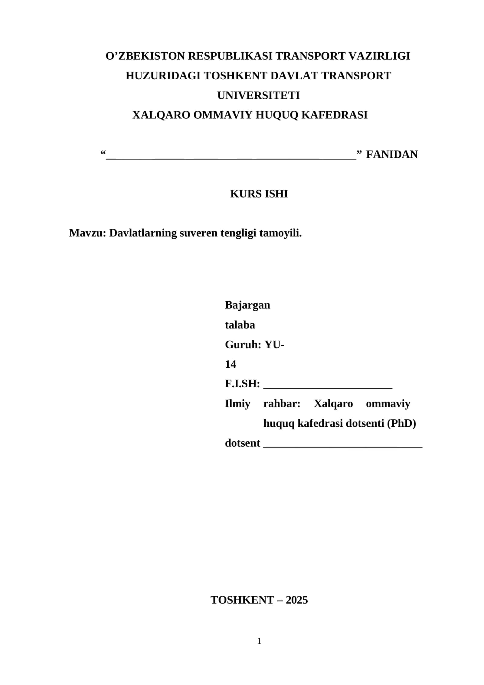 Davlatlarning suveren tengligi tamoyili 1