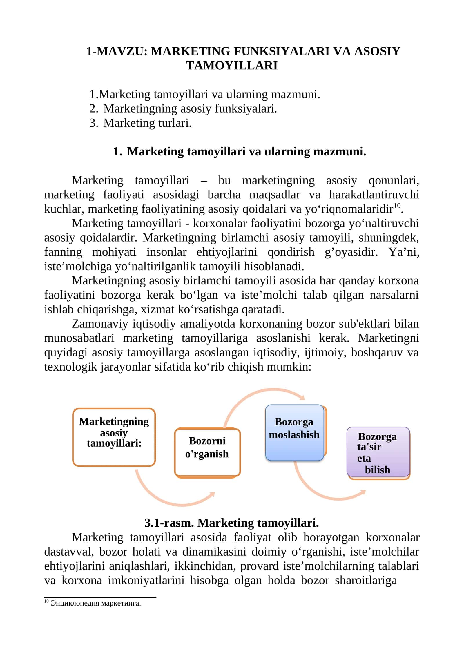 MARKETING FUNKSIYALARI VA ASOSIY TAMOYILLARI 1