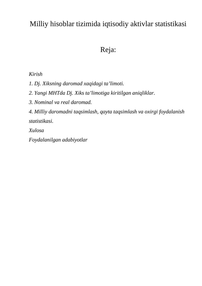 Iqtisodiy aktivlar statistikasi 1
