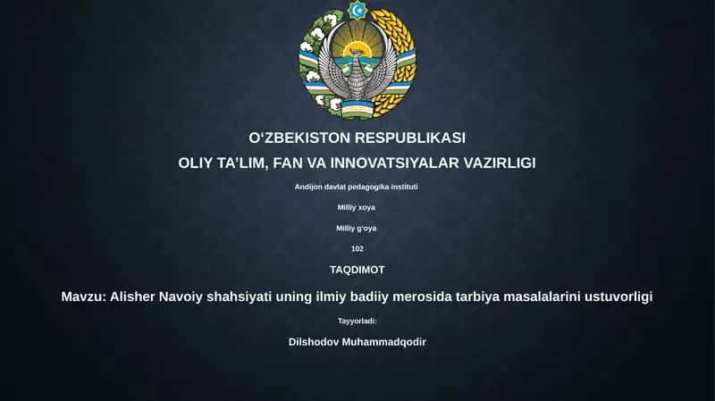 Alisher Navoiy shahsiyati uning ilmiy badiiy merosida tarbiya masalalarini ustuvorligi 1