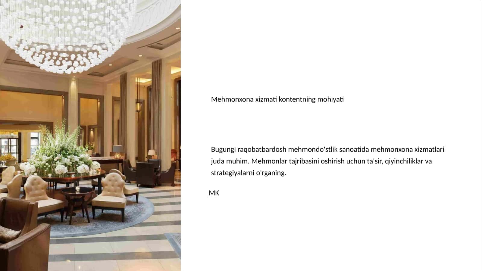 Mehmonxona xizmati kontentning mohiyati 1